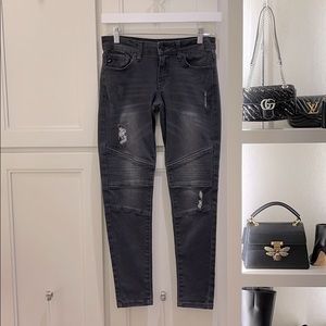Black/Gray Moto Jeans